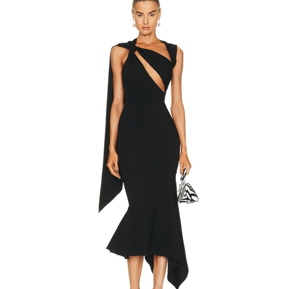 The Attico Black Sam Midi Dress - Picture 1 of 8
